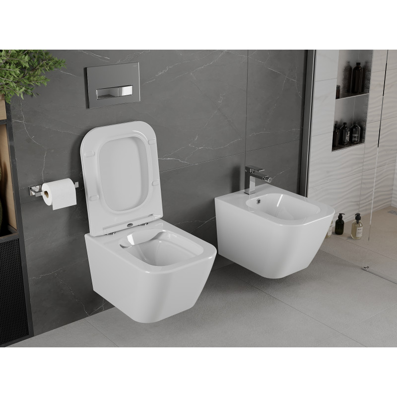 Mexen Madox wc misa Rimless so spomaleným sklapajúcim sedadlom slim, duroplast, biela lesk - 30154000