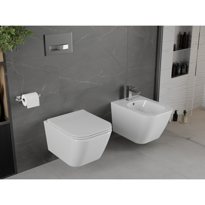Mexen Madox wc misa Rimless so spomaleným sklapajúcim sedadlom slim, duroplast, biela lesk - 30154000
