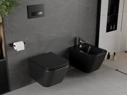 Mexen Madox WC misa Rimless s pomaly padajúcim tenkým sedadlom, duroplast, čierna matná - 30154070