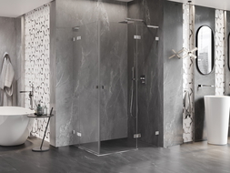 Mexen Lunar L Duo sprchovací kút s otváracími dverami pravý 100 x 80 cm, priehľadný, chróm - 834L-100P-080L-01-00