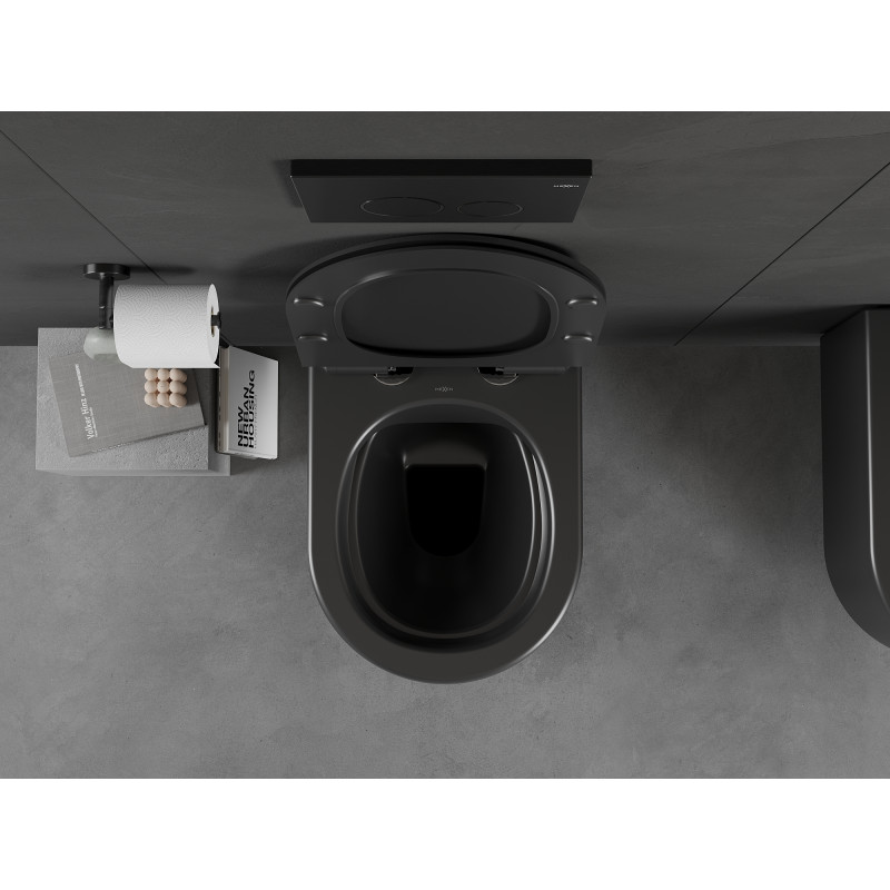 Mexen Sofia WC misa Rimless s pomaly zatvárajúcim sedadlom slim, duroplast, čierna matná - 30540185