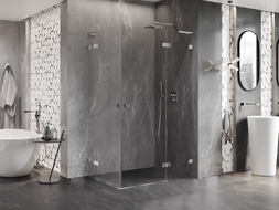 Mexen Lunar L Duo sprchový kút s otváracími dverami pravý 115 x 95 cm, transparentný, chróm - 834L-115P-095L-01-00