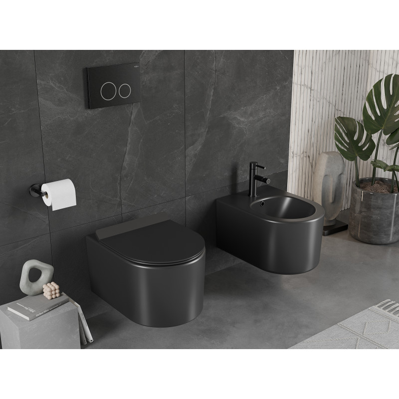 Mexen Sofia WC misa Rimless s pomaly zatvárajúcim sedadlom slim, duroplast, čierna matná - 30540185