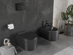 Mexen Sofia WC misa Rimless s pomaly zatvárajúcim sedadlom slim, duroplast, čierna matná - 30540185