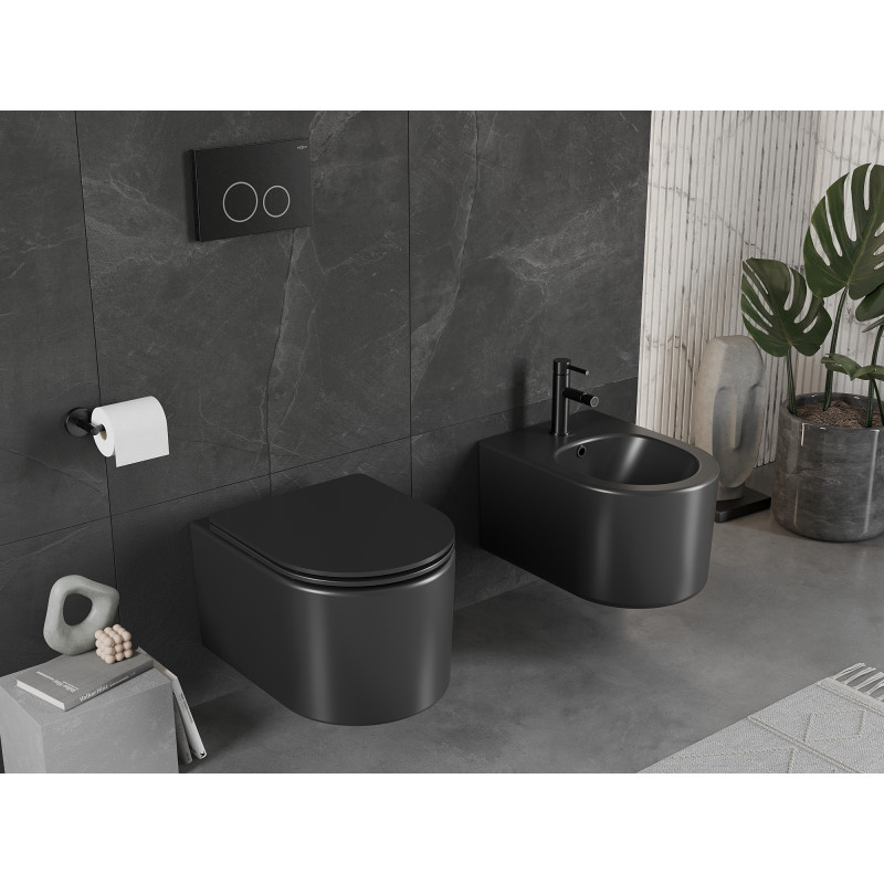 Mexen Sofia miska WC Rimless s pomaly padajúcou doskou slim, duroplast, čierna matná - 30541085