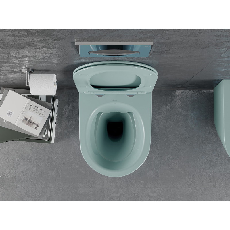 Mexen Lena miska WC Rimless s pomaly zatvárajúcim tenkým sedadlom, duroplast, svetlo zelený mat - 30224048