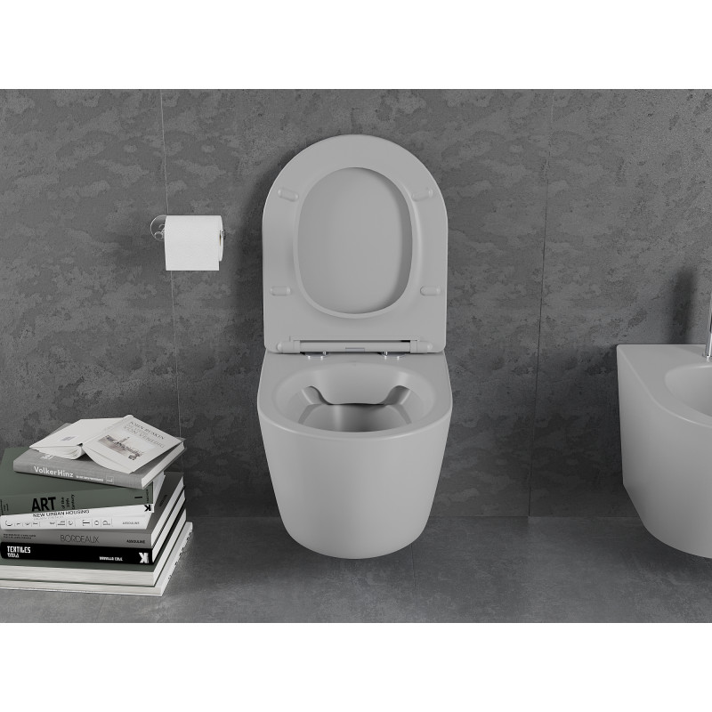 Mexen Lena miska WC Rimless s doskou pomaly zatvárajúcou slim, duroplast, svetlosivá matná - 30224061
