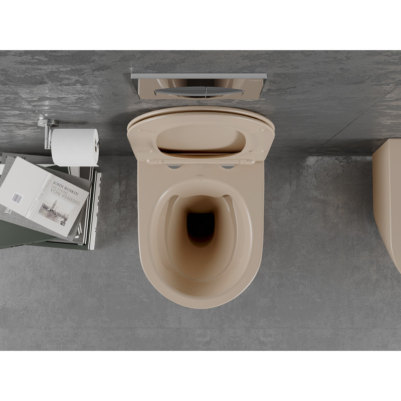 Mexen Lena WC misa Rimless s pomaly zatvárajúcim sa slim sedadlom, duroplast, cappuccino matná - 30224064
