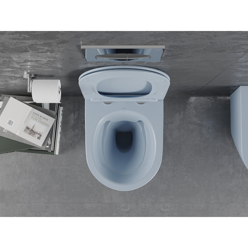Mexen Lena WC misa bezokrajová s pomaly zatvárajúcim sa tenkým sedadlom, duroplast, sivá-modrá matná - 30224069