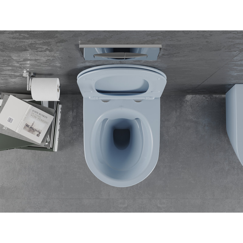 Mexen Lena WC misa Rimless s pomaly klesajúcim sedákom slim, duroplast, sivá-modrá matná - 30224069