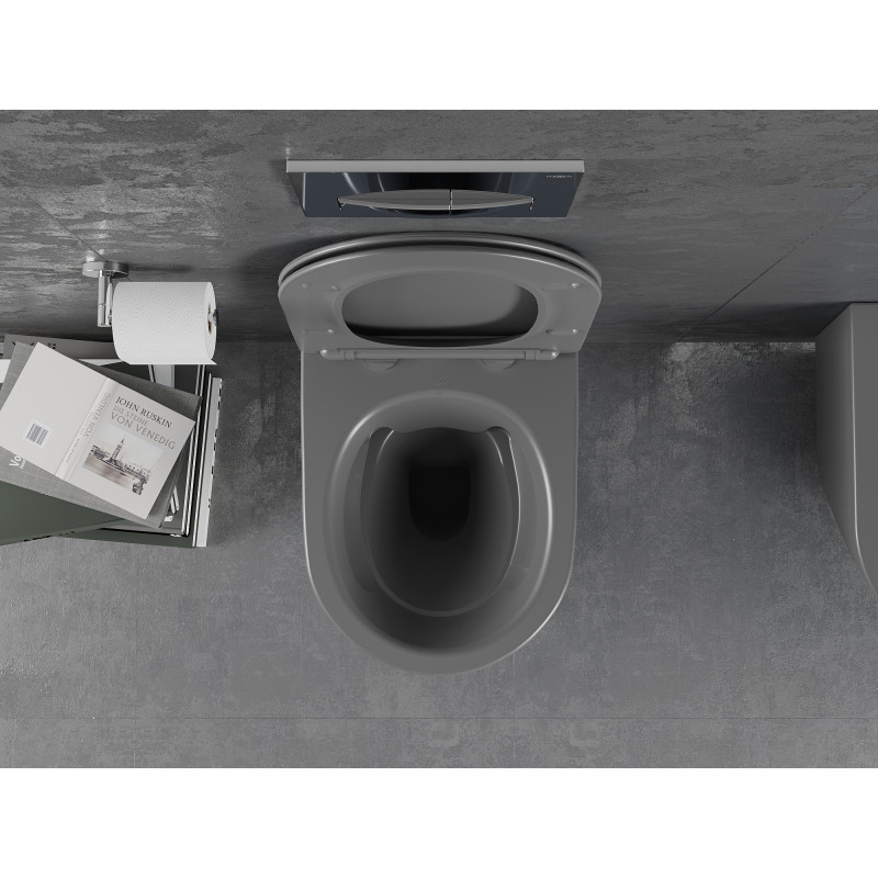 Mexen Lena WC misa Rimless s pomaly padajúcim slim sedadlom, duroplast, tmavo sivá matná - 30224071