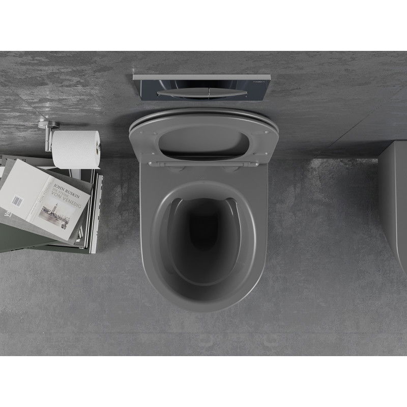 Mexen Lena WC misa Rimless s pomaly zatváracou doskou slim, duroplast, sivá tmavá mat - 30224071