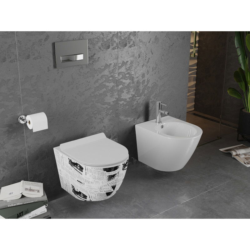 Mexen Lena WC misa Rimless s doskou so spomaleným klesaním slim, duroplast, biela vzor - 30224099