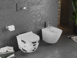 Mexen Lena miska wc Rimless s pomaly zatvárajúcim sa tenkým sedadlom, duroplast, biela vzor - 30224099