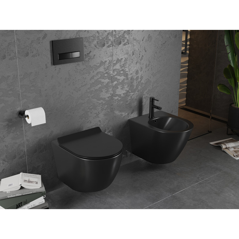 Mexen Lena wc misa Rimless s doskou so spomaleným zatváraním slim, duroplast, čierny mat - 30220185