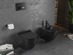 Mexen Lena wc misa Rimless s doskou so spomaleným zatváraním slim, duroplast, čierny mat - 30220185