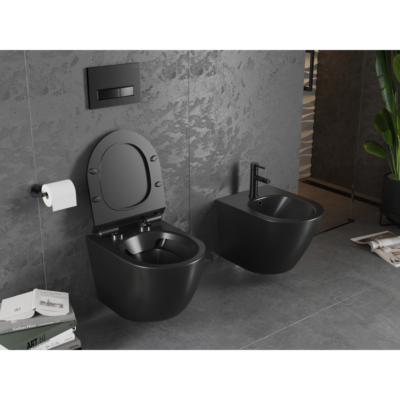 Mexen Lena wc misa Rimless s doskou so spomaleným zatváraním slim, duroplast, čierny mat - 30220185