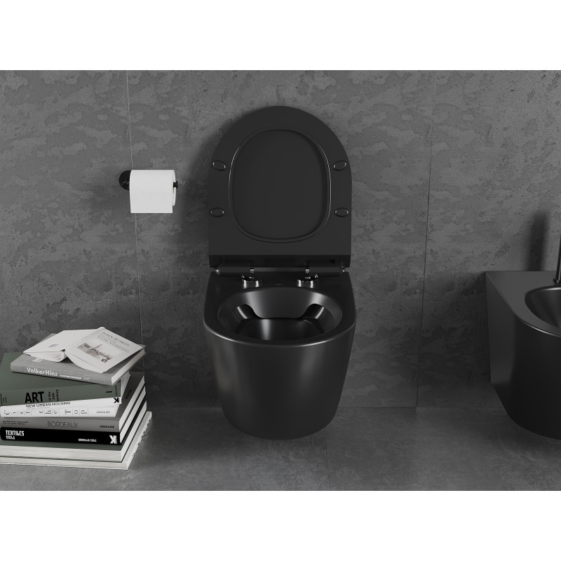Mexen Lena wc misa Rimless s doskou so spomaleným zatváraním slim, duroplast, čierny mat - 30220185