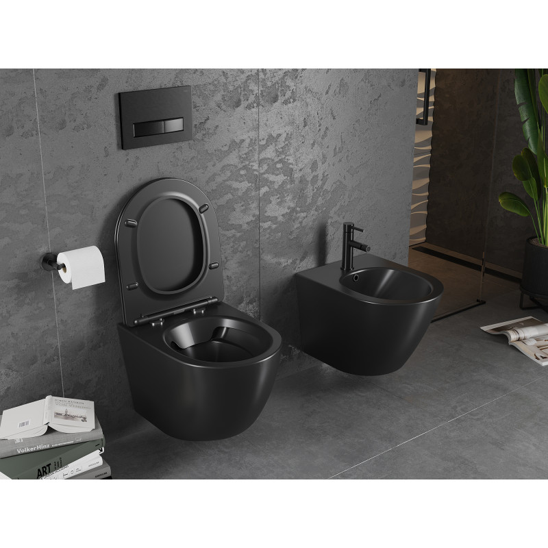 Mexen Lena WC misa Rimless s pomaly padajúcim sedadlom slim, duroplast, čierna matná - 30221085