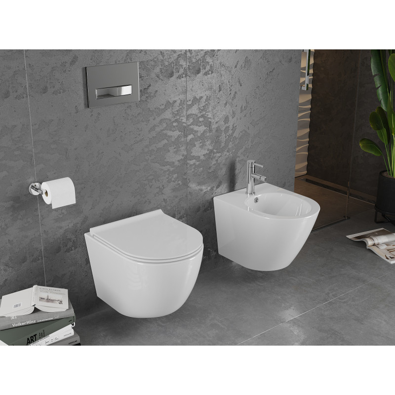 Mexen Lena miska wc Rimless s doskou pomaly klesajúcou slim, duroplast, biela lesk - 30220500