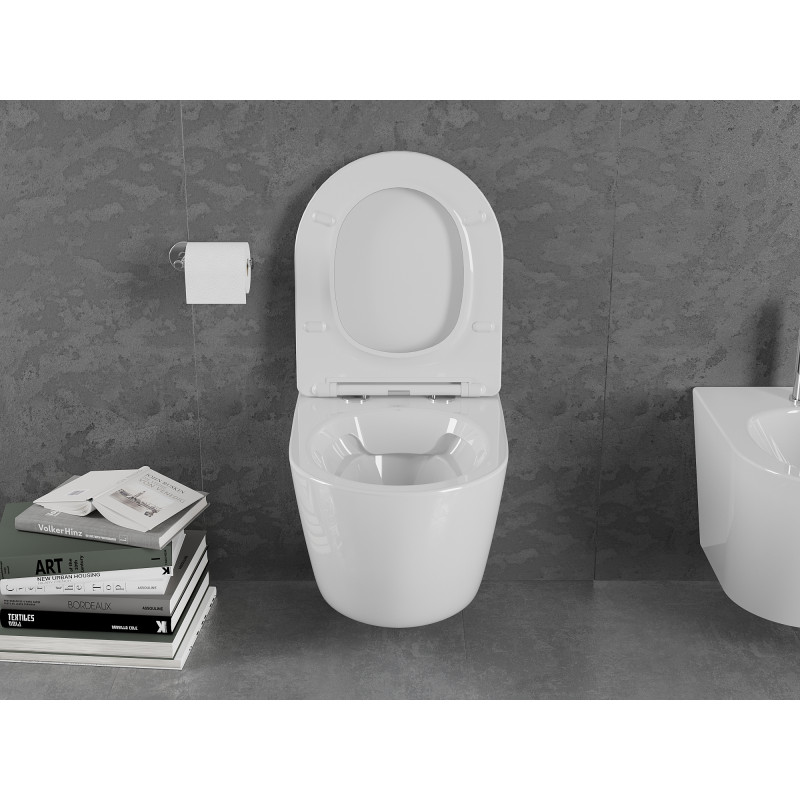 Mexen Lena wc misa Rimless s pomaly zatvárajúcim sa sedadlom slim, duroplast, biela lesk - 30220400