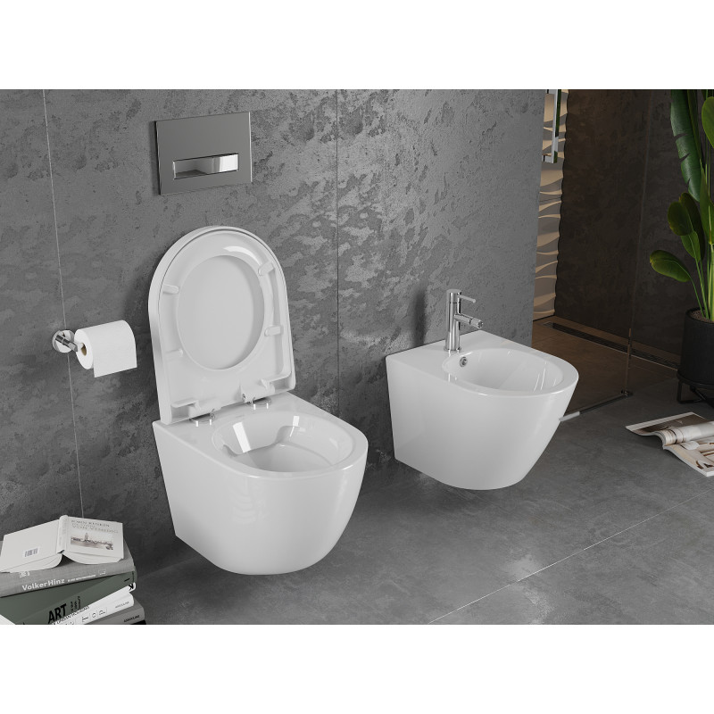 Mexen Lena WC misa Rimless s pomaly padajúcim tvrdým sedadlom, duroplast, biely lesk - 30220200