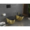 Mexen Lena WC misa Rimless s pomaly zatvárajúcim sedadlom slim, duroplast, čierna matná/zlatá - 30224076
