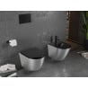 Mexen Lena WC misa Rimless s pomaly zatvárajúcou sa doskou slim, duroplast, čierna mat/strieborný vzor línie - 30224073