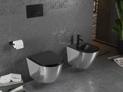 Mexen Lena WC misa Rimless s doskou s pomalým zatváraním slim, duroplast, čierna matná/strieborná - 30224074