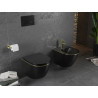 Mexen Lena WC misa bez okraja s pomaly zatvárajúcou slim doskou, duroplast, čierna matná/zlatá línia - 30224075