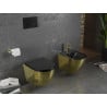 Mexen Lena WC misa bez okrajovania s pomaly zatvárajúcim sa sedadlom slim, duroplast, čierny mat/zlatý vzor šupiny - 30224078
