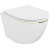 Mexen Lena WC misa Rimless s doskou s pomalým zatváraním slim, duroplast, biela/zlatá línia - 30224005