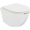 Mexen Lena WC misa Rimless so sedadlom s pomalým zatváraním slim, duroplast, biela/zlatá línia - 30224005