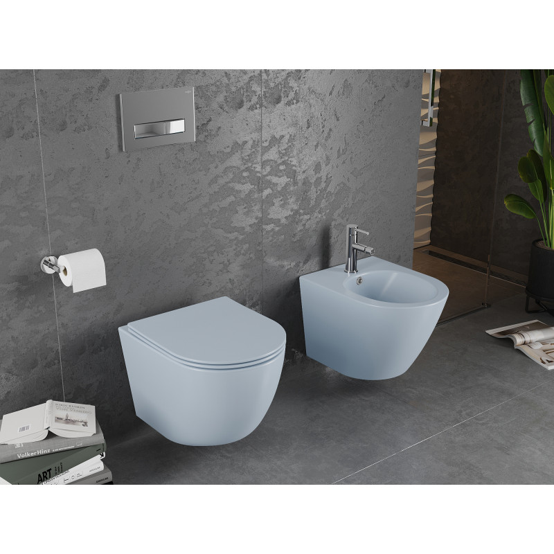 Mexen Lena WC misa Rimless s pomaly klesajúcim sedákom slim, duroplast, sivá-modrá matná - 30224069