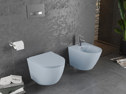 Mexen Lena WC misa Rimless s pomaly klesajúcim sedákom slim, duroplast, sivá-modrá matná - 30224069