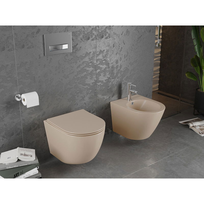 Mexen Lena WC misa Rimless s doskou s pomalým zatváraním slim, duroplast, cappuccino mat - 30224064