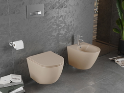 Mexen Lena WC misa Rimless s pomaly zatvárajúcim sa slim sedadlom, duroplast, cappuccino matná - 30224064