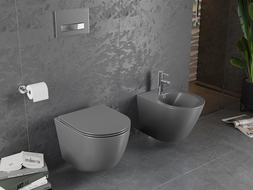 Mexen Lena WC misa Rimless s pomaly padajúcim sedátkom, duroplast, Šedá tmavomatná - 30224071