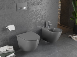 Mexen Lena WC misa Rimless s pomaly padajúcim slim sedadlom, duroplast, tmavo sivá matná - 30224071