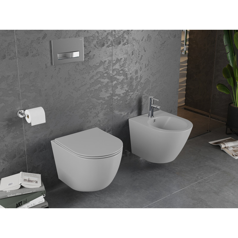 Mexen Lena miska WC Rimless s doskou pomaly zatvárajúcou slim, duroplast, svetlosivá matná - 30224061
