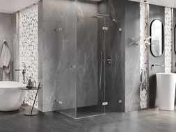 Mexen Lunar Duo sprchový kút s pravými dverami 95 x 80 cm, priehľadný, brúsený nikel - 834-095P-080L-97-00