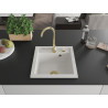 Mexen Vito granitový drez 1-komorový 520 x 490 mm, biely, sifón zlatý - 6503521000-20-G