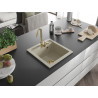 Mexen Vito žulový drezu 1-komorový 520 x 490 mm, béžový, zlatý sifón - 6503521000-69-G