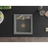 Mexen Vito granitový drez 1-komorový 520 x 490 mm, sivý, zlatý sifón - 6503521000-71-G