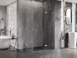 Mexen Lunar Duo sprchový kút otvárací pravý 115 x 100 cm, transparentný, brúsený nikel - 834-115P-100L-97-00