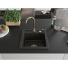 Mexen Vito granitový drez 1-komorový 520 x 490 mm, čierny/zlatý metalik, sifón zlatý - 6503521000-75-G
