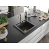 Mexen Vito granitový jednokomorový drez 520 x 490 mm, čierny škvrnitý, sifón zlatý - 6503521000-76-G