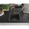 Mexen Vito granitový jednokomorový drez 520 x 490 mm, čierny škvrnitý, sifón zlatý - 6503521000-76-G