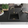 Mexen Vito granitový drez s 1 komorou 520 x 490 mm, čierny, zlatý sifón - 6503521000-77-G