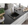 Mexen Vito granitový drez s 1 komorou 520 x 490 mm, čierny, zlatý sifón - 6503521000-77-G